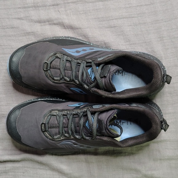 Saucony Peregrine 12 Trail Running Shoes Womens Size 10 Black Blue ICE + - Picture 7 of 10